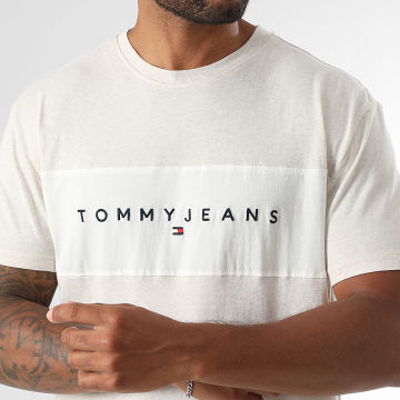 Tommy Jeans - Camiseta Color Block Linear Logo 1933 Beige Moteado Blanco