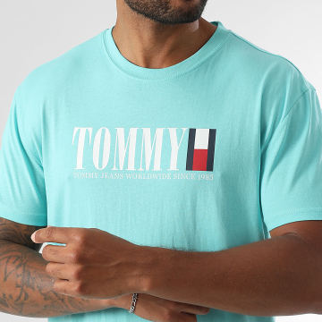 Tommy Jeans - Maglietta Tommy DNA Flag 1941 Blu Turchese