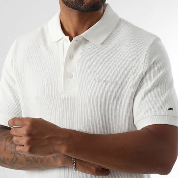 Tommy Jeans - Polo de manga corta Waffle Script 1935 blanco