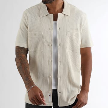 Tommy Jeans - Camicia a maniche corte Regular Fit Waffle 1928 Beige
