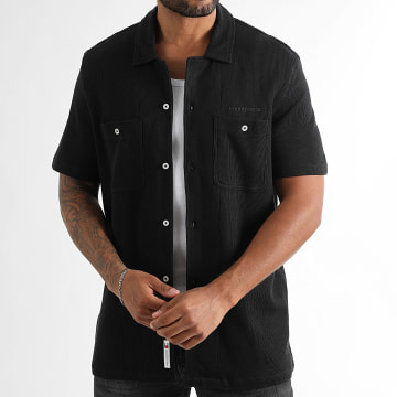 Tommy Jeans - Camicia a maniche corte Regular Fit Waffle 1928 Nero