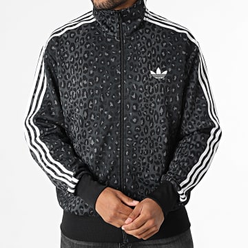 Adidas Originals - Veste Zippée A Bandes JV7579 Gris Anthracite Noir Leopard