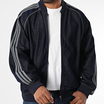 Adidas Originals - Veste Jean Zippée A Bandes SST JX6461 Bleu Brut
