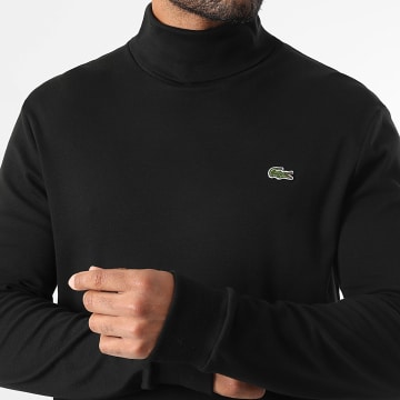 Lacoste - Pull Col Roulé Logo Brodé Crocodile Noir