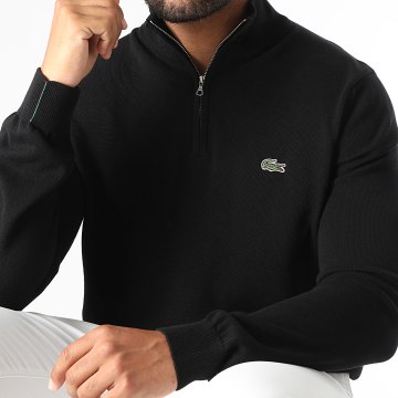 Lacoste - Sudadera Cuello Cremallera Logo Cocodrilo Bordado Regular Fit Negro