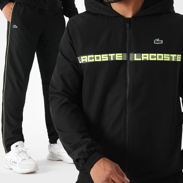 Lacoste - Ensemble De Survetement Logo Crocodile Noir Jaune Fluo