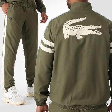 Lacoste - Ensemble De Survetement Logo Crocodile Vert Kaki Beige Clair Bleu Clair