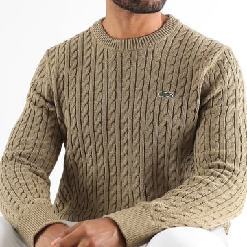 Lacoste - Regular Fit Jersey de punto Logo Cocodrilo Bordado Beige Oscuro