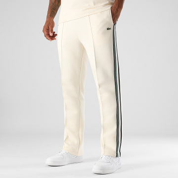 Lacoste - Pantalones de chándal a rayas Regular Fit Logotipo bordado cocodrilo Beige