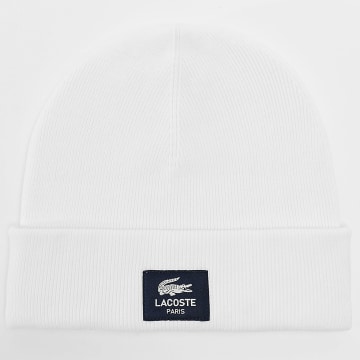 Lacoste - Gorro blanco con parche de cocodrilo