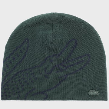 Lacoste - Big Logo Crocodile Beanie Verde oscuro
