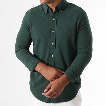 Polo Ralph Lauren - Chemise Manches Longues Original Player Vert Foncé Chiné