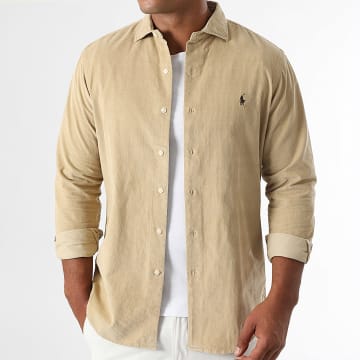 Polo Ralph Lauren - Chemise Manches Longues Côtelée Original Player Beige