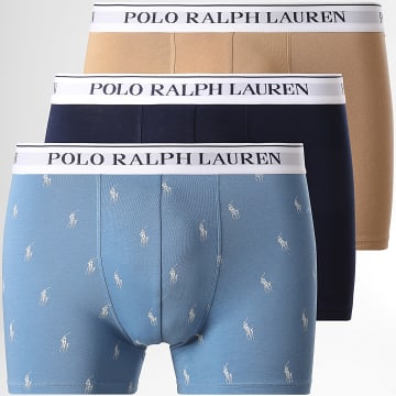 Polo Ralph Lauren - Juego de 3 bóxers azul marino camel azul claro