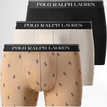 Polo Ralph Lauren - Juego De 3 Boxers Negro Beige Heather Camel