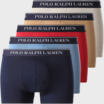 Polo Ralph Lauren - Juego de 5 bóxers azul marino rojo beige brezo camel azul claro