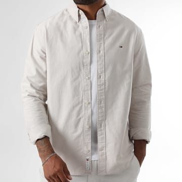 Tommy Jeans - Chemise Manches Longues Oxford 1298 Beige