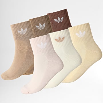 Adidas Originals - Lot De 6 Paires De Chaussettes JV8601 Beige Jaune Clair Camel Marron Rose