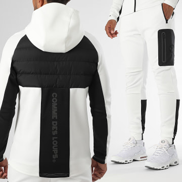 Comme Des Loups - Turbo Wit Zwart Hooded Zip Jas en Joggingbroek Set