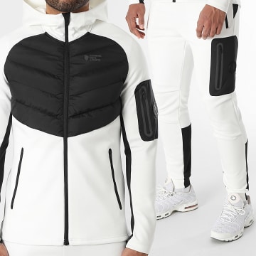 Comme Des Loups - Turbo White Black Hooded Zip Jacket and Jogging Pants Set