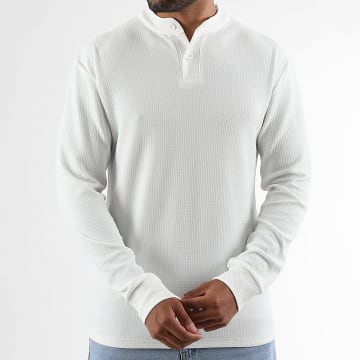 LBO - Camiseta Manga Larga Con Botones Textured Waffle 2135 Blanco