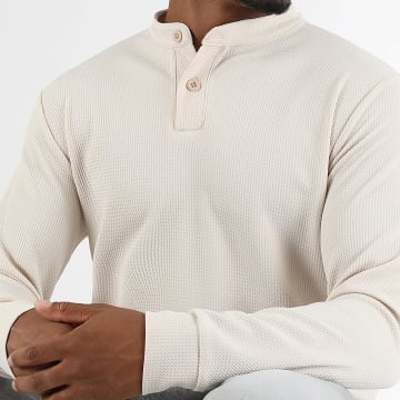 LBO - Camiseta Manga Larga Con Botones Textured Waffle 2168 Beige