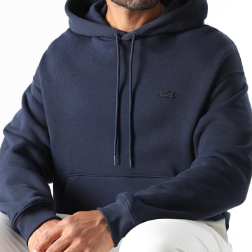 Lacoste - Sweat Capuche Logo Brodé Crocodile Bleu Marine