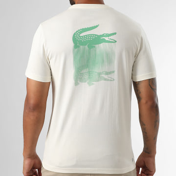 Lacoste - Tee Shirt Regular Fit Logo Brodé Crocodile Beige Clair