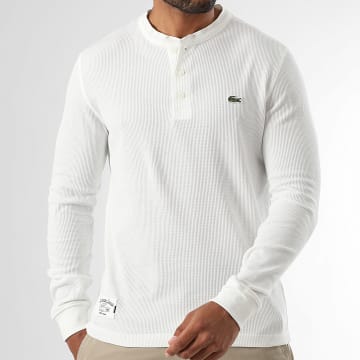 Lacoste - Polo Manches Longues Logo Brodé Crocodile Blanc