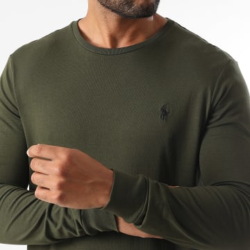 Polo Ralph Lauren - Tee Shirt Manches Longues Slim Fit Original Player Vert Kaki