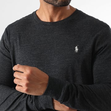 Polo Ralph Lauren - Tee Shirt Manches Longues Slim Fit Original Player Gris Anthracite Chiné