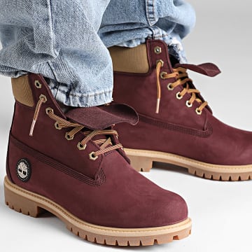 Timberland - Botas Premium 6 En Encaje Impermeable A2P6W Borgoña Nubuck