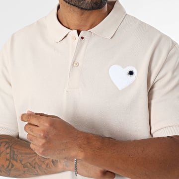 ADJ - Polo Manches Courtes Coeur Chic 825 Beige Blanc