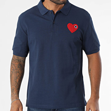ADJ - Polo Manches Courtes Coeur Chic 825 Bleu Marine Rouge
