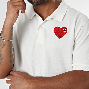 ADJ - Polo Manches Courtes Coeur Chic 825 Blanc Rouge