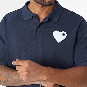 ADJ - Polo Manches Courtes Coeur Chic 825 Bleu Marine Blanc