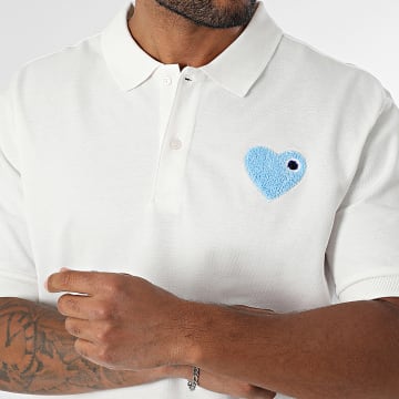 ADJ - Polo-Shirt Kurzarm Coeur Chic 825 Weiß Hellblau