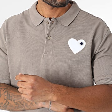 ADJ - Polo Manches Courtes Coeur Chic 825 Taupe Blanc
