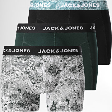 Jack And Jones - Set van 3 Adrian zwart donkergroen wit gebloemde boxershorts