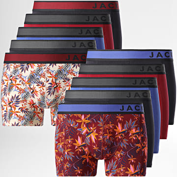 Jack And Jones - Set van 10 Landon Boxers Antraciet Grijs Koningsblauw Bordeaux Beige Bloemen