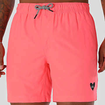Luxury Lovers - Shorts de baño Corazón Pequeño Rosa Fluo Negro