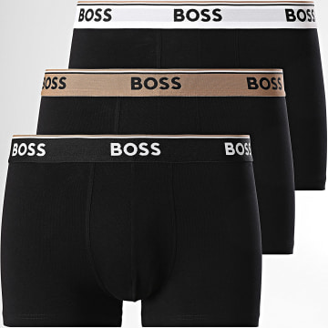 BOSS - Lot De 3 Boxers Power 50531684 Noir Beige Blanc