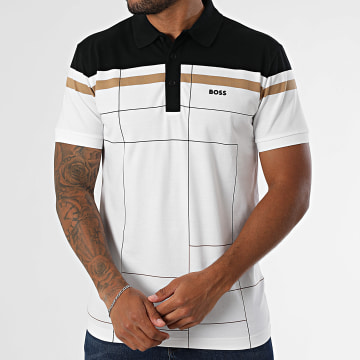 BOSS - Polo Kurzarm Paule 50544477 Weiß Schwarz Camel