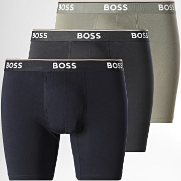 BOSS - Lot De 3 Boxers Power 50538142 Bleu Marine Gris Anthracite Vert Kaki