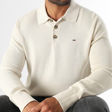 Tommy Jeans - Essential 0304 Jersey Beige Cuello Slim con Botones