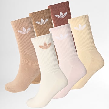 Adidas Originals - 6 Paar Socken Crew JY2678 Braun Beige Hellrosa