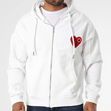 ADJ - Chic Heart Zip Hoodie Blanco Rojo