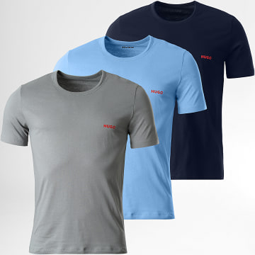 HUGO - Lot De 3 Tee Shirts 50532811 Bleu Clair Bleu Marine Gris Anthracite