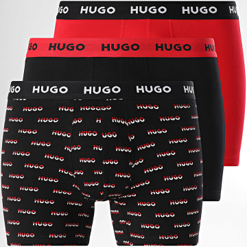 HUGO - Lot De 3 Boxers Design 50532559 Noir Rouge Blanc
