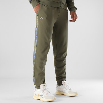 Lacoste - Pantalon Jogging A Bandes Logo Crocodile Vert Kaki
